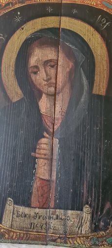 Живописная оригинальная  Беларуская икона 19 века  Дева Мария