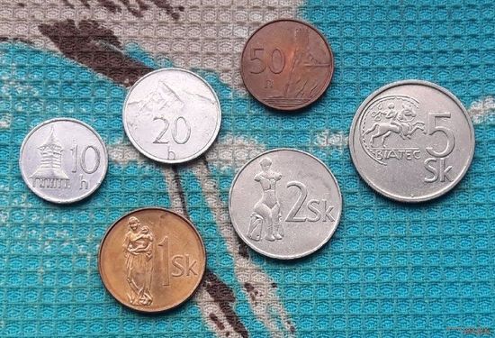 Словакия набор монет 10, 20, 50 геллер; 1, 2, 5 крон.