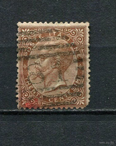 Королевство Италия - 1863 - Виктор Эммануил II 30С - [Mi.19] - 1 марка. Гашеная.  (Лот 22DX)-T2P24