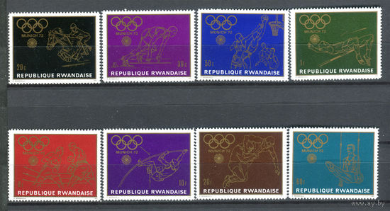 Руанда - 1971г. - Олимпийские игры - полная серия, MNH, одна марка с отпечатком на клее, одна с незначительным повреждением клея на зубчике [Mi 455-462] - 8 марок