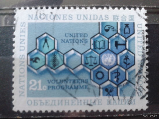 ООН Нью-Йорк 1973 Эмблема сотовой структуры