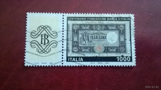 100 лет Банку Италии (с купоном) 1993 год Италия