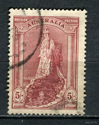 Австралия - 1937/1949 - Королева Елизавета 5Sh - [Mi.150DX] - 1 марка. Гашеная.  (Лот 17EX)-T25P1
