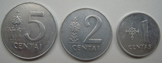 Литва 1-2-5 цент 1991 г. Цена за всё.