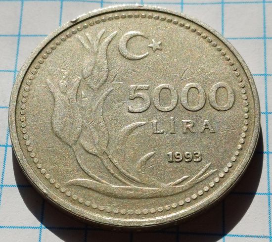 Турция 5000 лир, 1993     ( 1-7-5 )