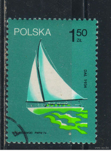 Польша ПНР 1974 Первая польская парусная яхта Дал совершившая в 1933г атлантический переход #2318