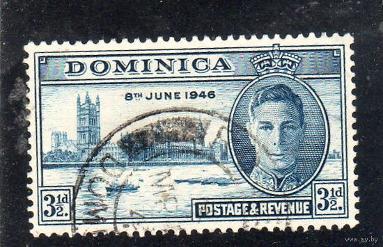 Доминика.  Mi:DM 109. Король Георг VI и здание парламента в Лондоне. Серия: Мир и победа. Издание Омнибус. 1946