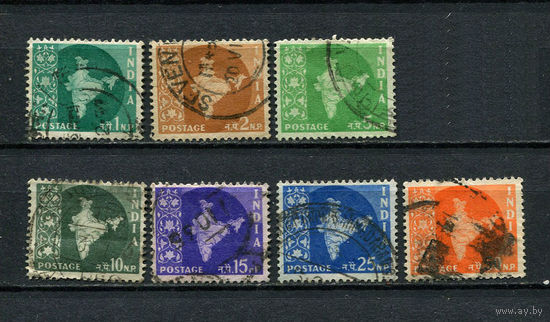 Индия - 1957-1958 - Карта - 7 марок. Гашеные.  (LOT Z1)