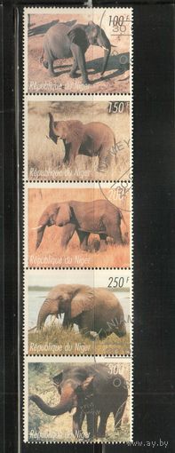 Нигер-1998  , гаш., Фауна ,  Слоны (полная серия)