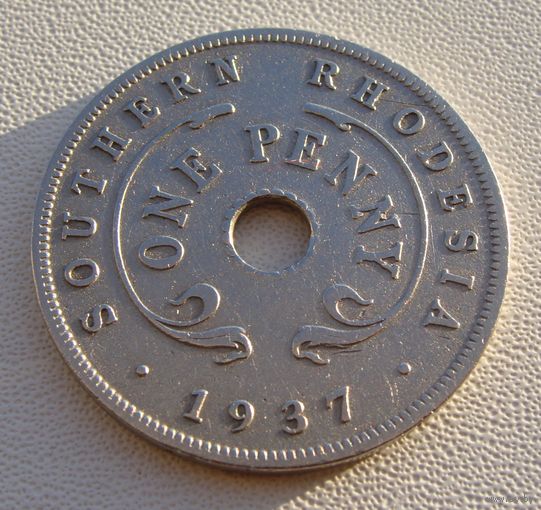 Южная Родезия. 1 пенни 1937 года  KM#8  "Георг VI"  Тираж: 908.400 шт
