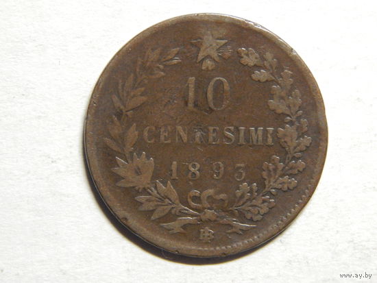 Италия 10 чентезимо 1893г