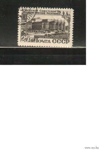 СССР-1950, (Заг.1398) растр-ВР, гаш.(с клеем), Узбекская ССР