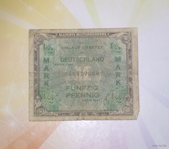 Германия 1/2 марки 1944 г.