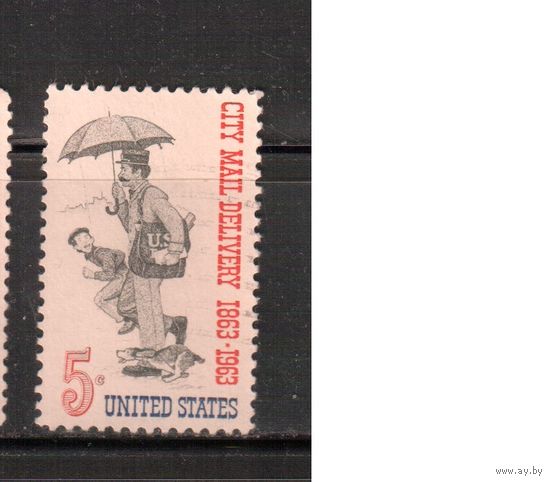 США-1963, (Мих.851) , гаш., Городская почта, Собака (одиночка),