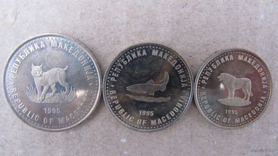 Македония набор 3 монеты 1995 50 лет ФАО