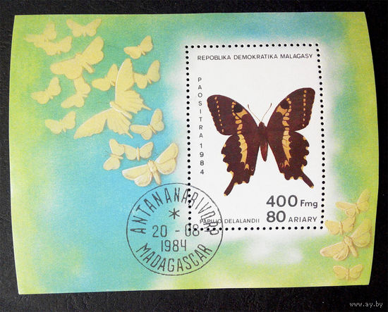 Мадагаскар 1984 г. Бабочки. Насекомые. Фауна, Блок #0272-Ф1P60
