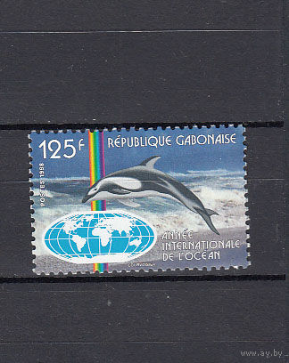 Фауна. Дельфины. Год океанов. Габон. 1998. 1 марка (полная серия). Michel N 1429 (6,0 е)
