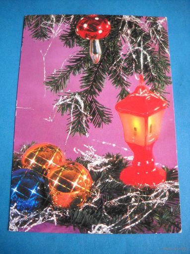 Открытка. С Рождеством Польская. 1986 г. Чистая.