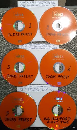 DVD MP3  - JUDAS PRIEST, Rob HALFORD, FIGHT, TWO - полная дискография (1974 - 2024) - albums, compilations, EP & singles, live, remaster, vinyl rip - 6 DVD