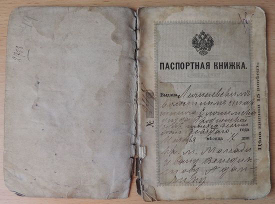 Российский паспорт 1909 г., Лунинец