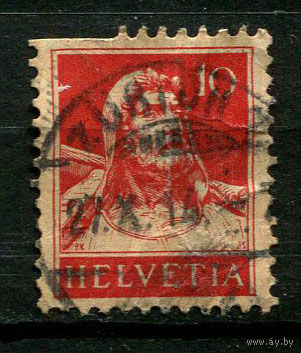 Швейцария - 1914/1918 - Вильгельм Телль 10С - [Mi.118ii] (есть тонкое место) - 1 марка.  Гашеная. (Лот 75CQ