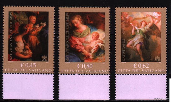2005 Ватикан Христианство Рождество Искусство Религиозная живопись Франсуа Ле Мойн Mi-1540-42 **\\БА