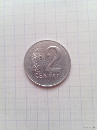 2 цента 1991 год. Литва.