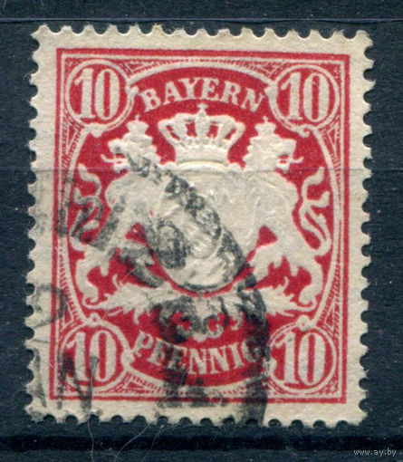 Королевство Бавария - 1888-1900г. - герб, 10 Pf - 1 марка - гашёная. Без МЦ!