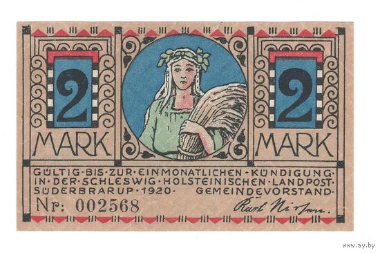 Германия 2 марки 1920 года. Состояние UNC!