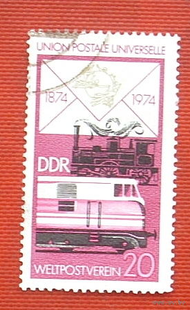 ГДР. 100 почтовому союзу. ( 1 марка ) 1974 года. 5-4.