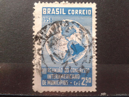 Бразилия 1958 Карта Америки, конгресс