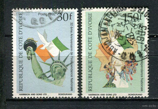 Кот-д 'Ивуар - 1992 - Независимость - [Mi. 1075-1076] - полная серия - 2 марки. Гашеные.  (Лот 10CZ)