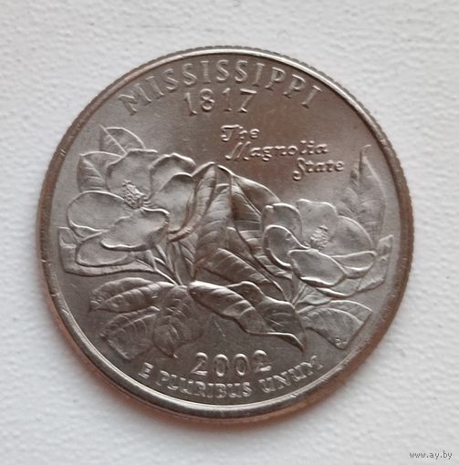 США 25 центов (квотер) 2002 г. Миссисипи. (Р) #102