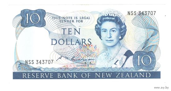 Новая Зеландия 10 долларов 1985 года. Тип P 172b. Подпись Russel. Состояние aUNC!