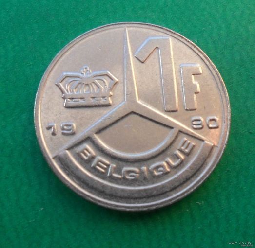 1 франк Бельгия 1990 г.в. Надпись на французском - 'BELGIQUE'.