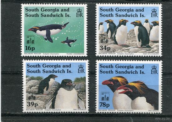 Южная Георгия. Золотоволосый пингвин. Надпечатка филвыставка