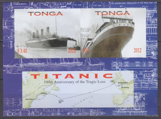 2012 Тонга 1782/B53b 100 лет гибели корабля Титаник 7,00 евро