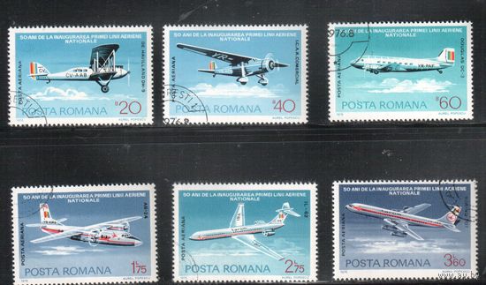 Румыния-1976, (Мих.3343-3348) гаш.  , Авиация, Самолеты (полная серия)