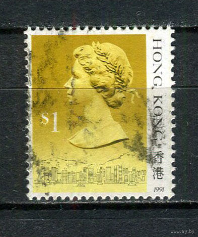 Британский Гонконг - 1987/1991 - Королева Елизавета II 1$ - [Mi.514III] - 1 марка. Гашеная.  (LOT AH24)