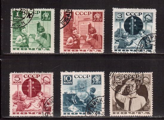 СССР-1936, (Заг.435А-440А),  гаш. ,  Поможем почте, (полная серия)