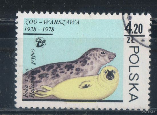 Польша ПНР 1978 50 летие Варшавского зоопарка Горбоносый тюлень #2588