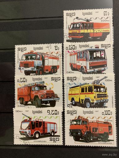 Кампучия 1987. Пожарные автомобили. Полная серия