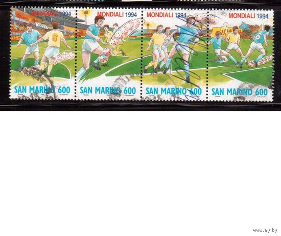 Сан-Марино-1994(Мих.1577-1580) , гаш.,  Спорт , футбол