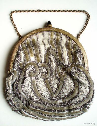Дамская сумочка XIX - XX век. Вышита бисером и перламутром