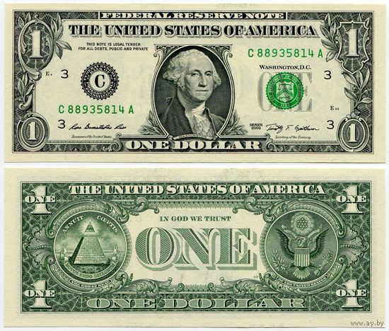 США. 1 доллар (образца 2009 года, C, Пенсильвания, P530, UNC)