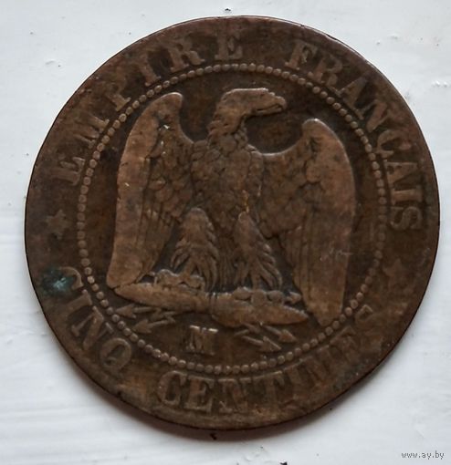 Франция 5 сантимов, 1854 MA - Марсель 2-6-3