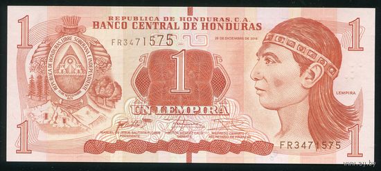 Гондурас 1 лемпира 2016 г. P96c. Серия FR. UNC