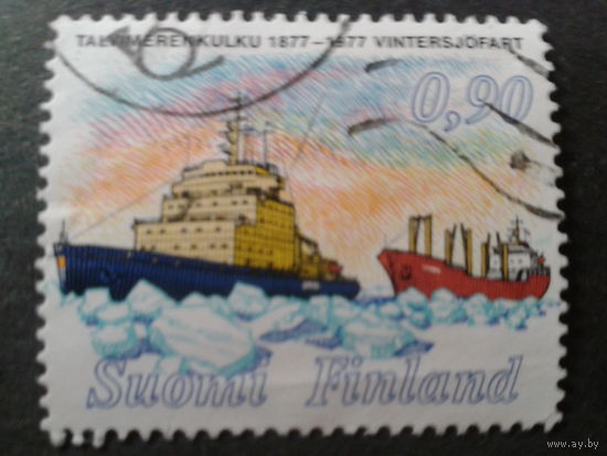 Финляндия 1977 ледокол проводит судно