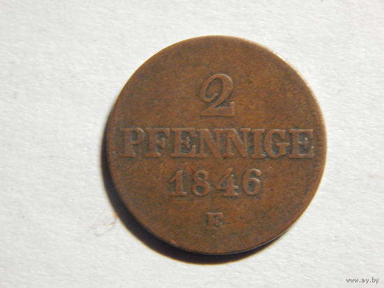 Саксония 2 пфеннига 1846г