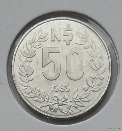 Уругвай 50 песо 1989 г. В холдере